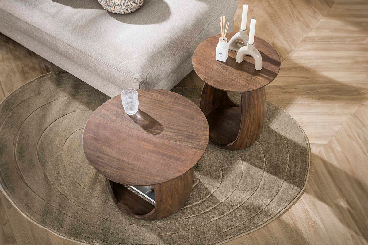 BEISTELLTISCH MEVA Braun Akazie - Braun, Akazienholz/Holz (60/60/46cm) - KAWOLA