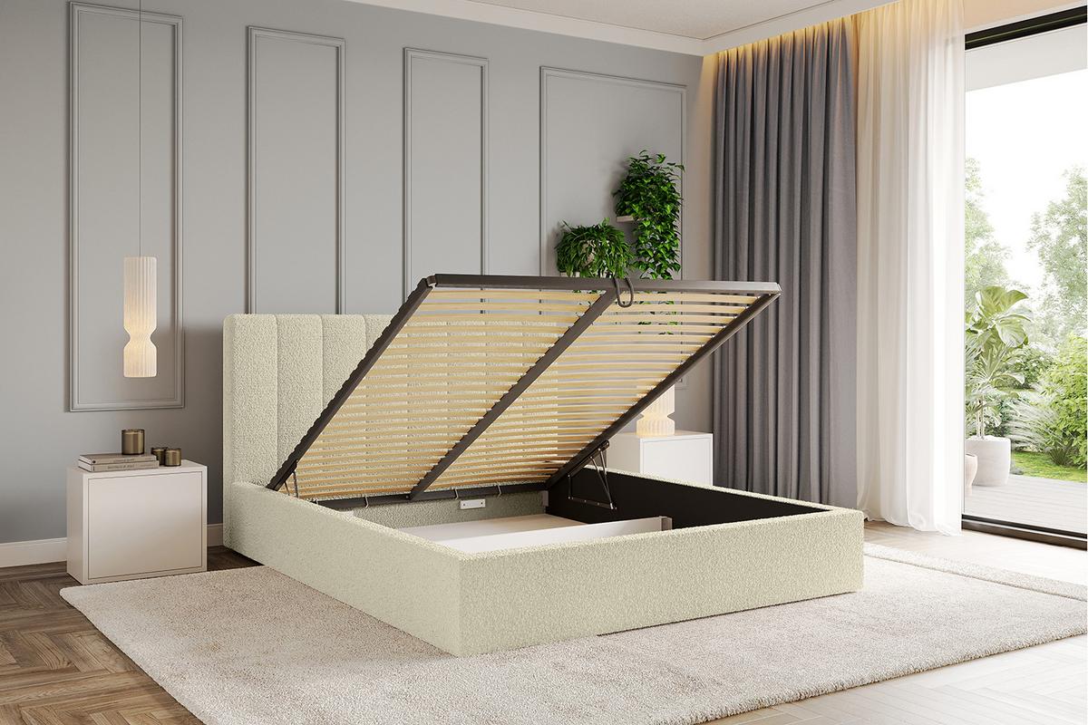 POLSTERBETT mit Bettkasten und Lattenrost, Boxbett ohne Matratze - STERA 160x200 Beige - Hellbraun, Holzwerkstoff/Textil (160/200cm) - ALTDECOR