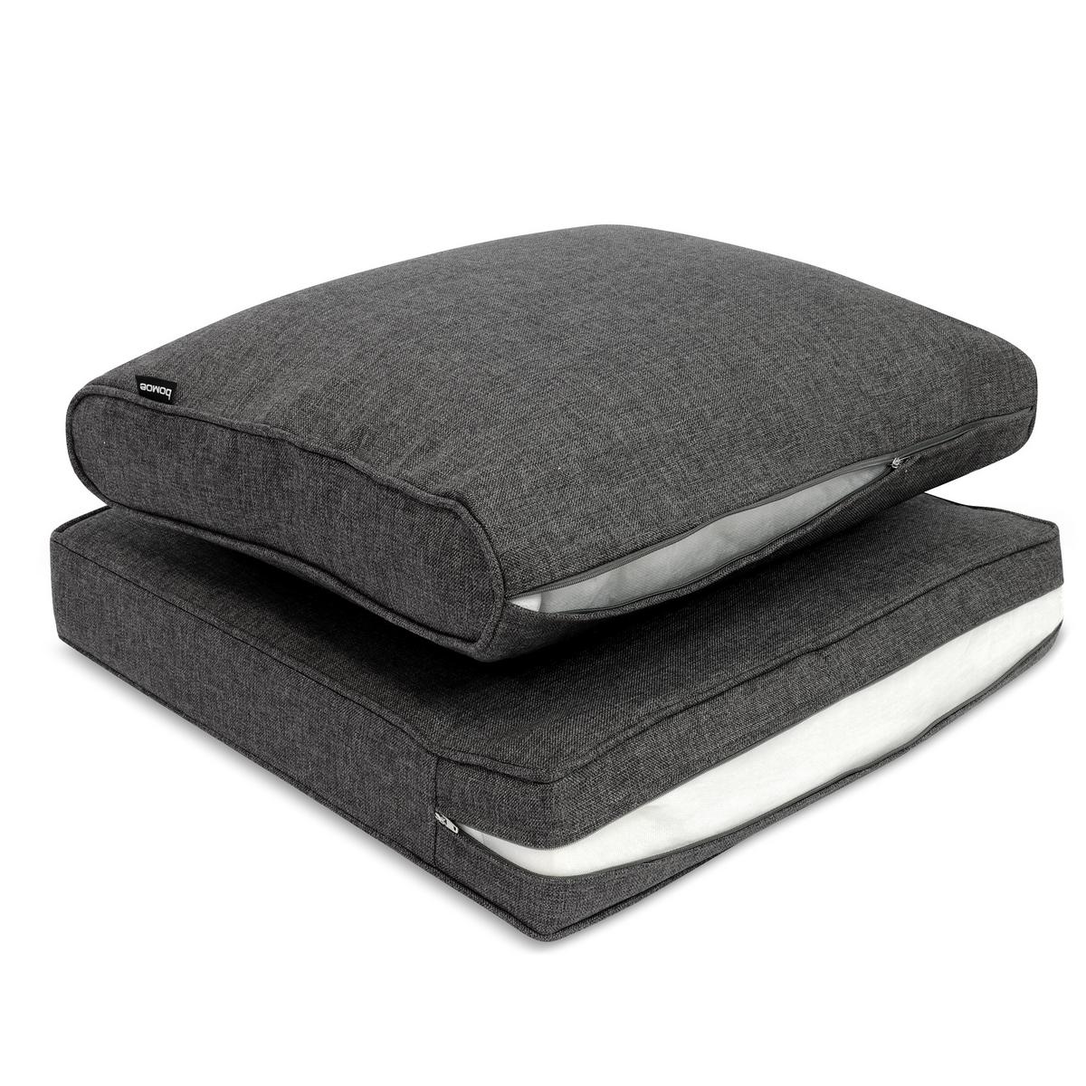 LOUNGEKISSEN Ilano Outdoor Sitz 50/50/8 cm Graphitgrau - Grau, Textil (50/50/8cm) - Beautissu 
