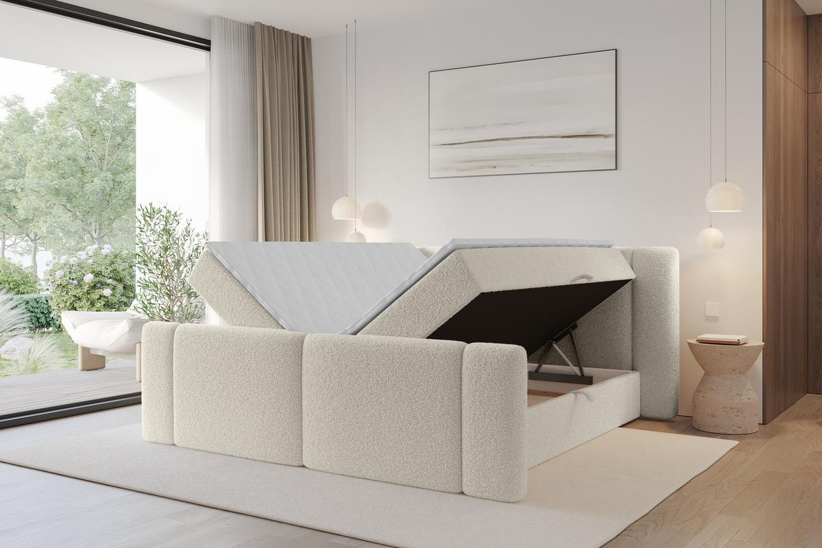 BOXBETT mit Matratze H3 - EVON Zanozek - 180x200 cm Beige - Kaschmir, Holzwerkstoff (180/200cm) - ALTDECOR