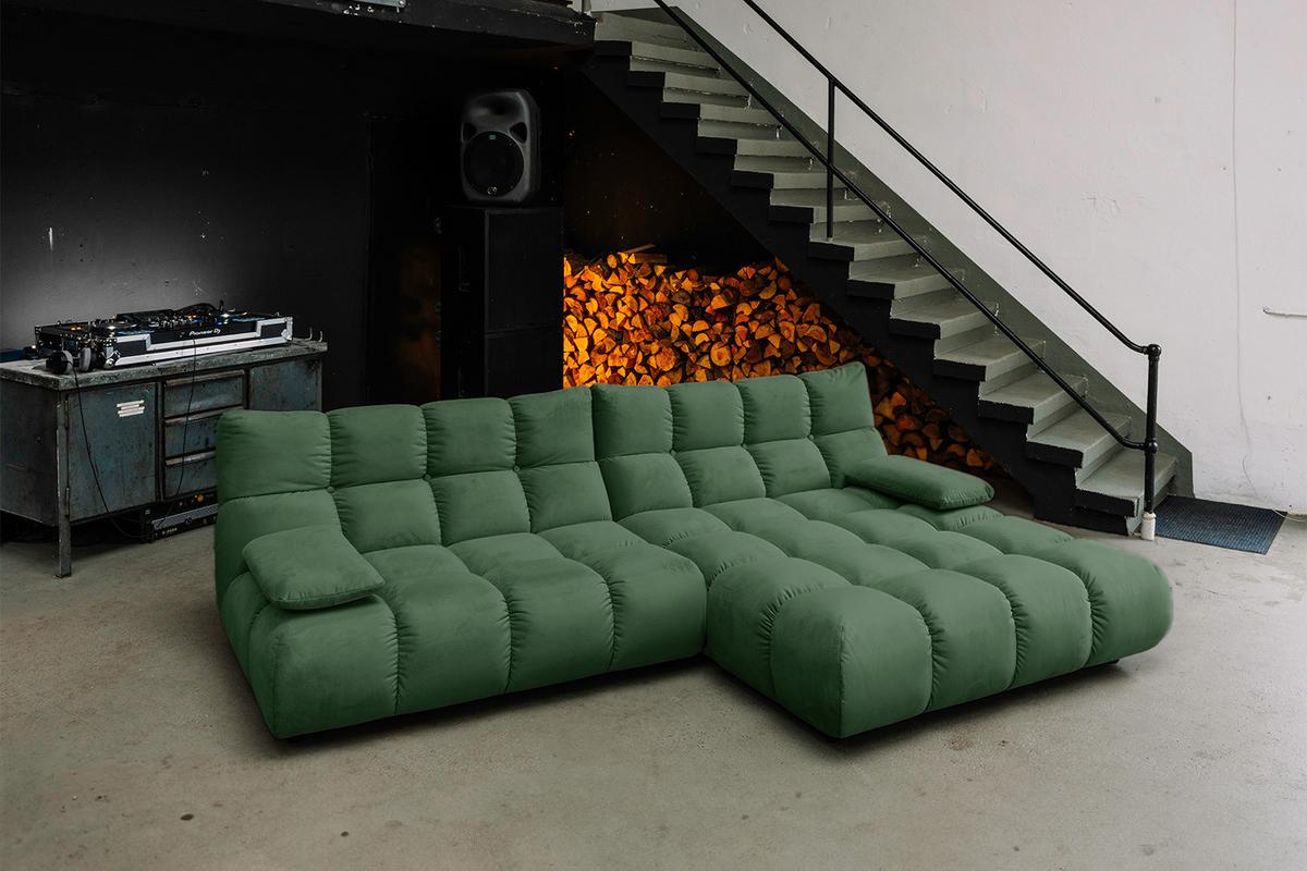 ECKSOFA VIVIEN Smaragdgrün Velvet - Smaragdgrün/Schwarz, Kunststoff/Textil (290/178cm) - KAWOLA