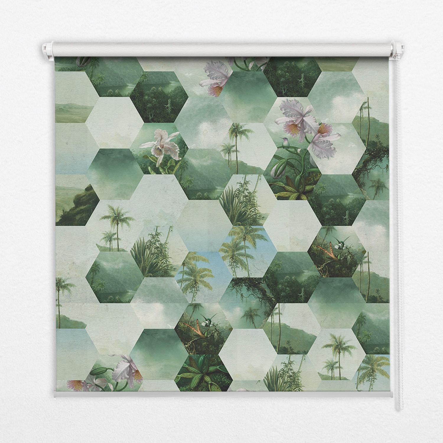 INNENROLLO - Fensterrollo - Rollo - 90x140 cm - Grüne Sechsecke - Grün, Kunststoff (90/140/0.5cm) - TULUP