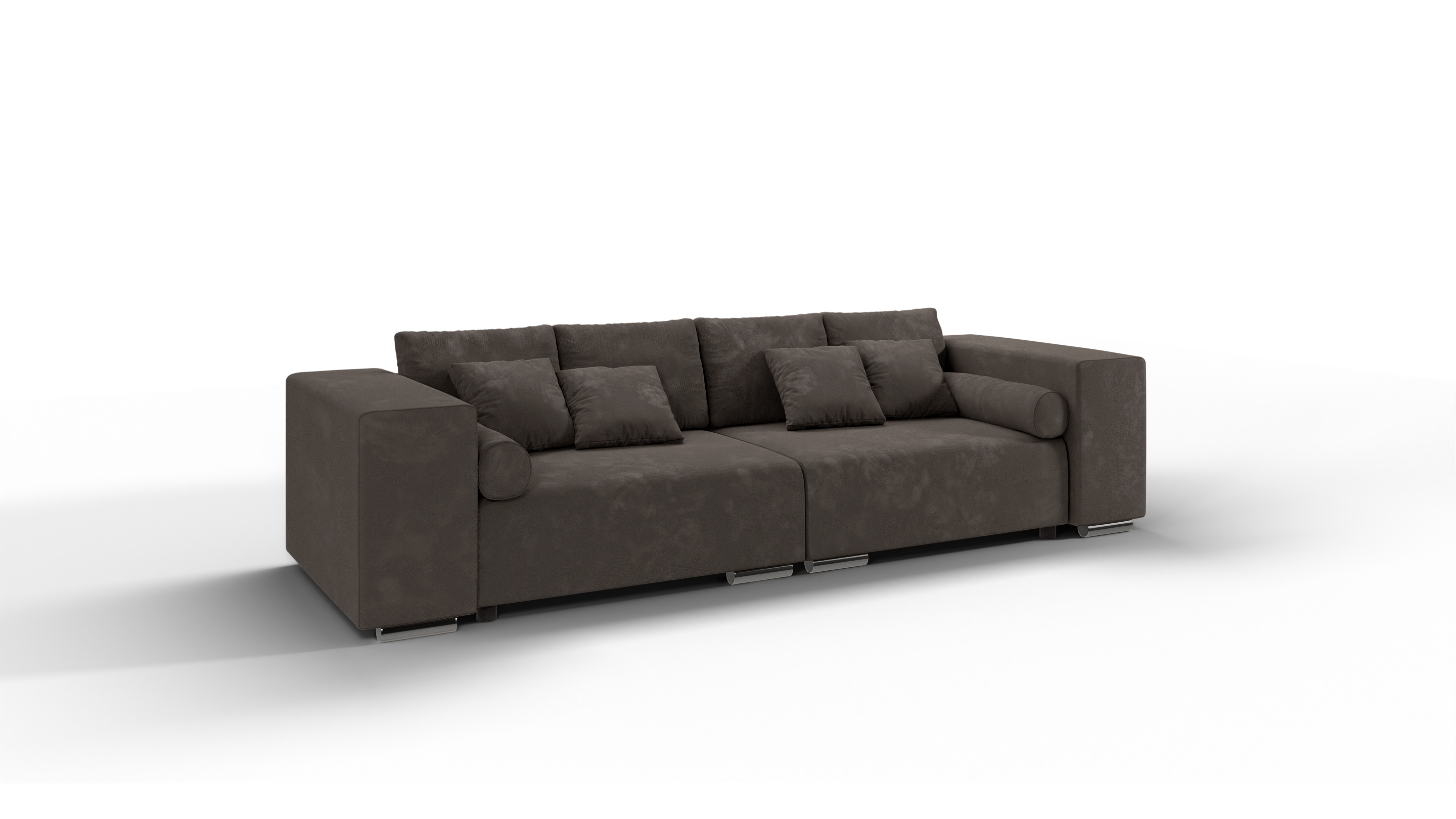 BIGSOFA Kami Microfaser Khaki - Dunkelbraun/Silberfarben, Kunststoff/Textil (290/80/110cm) - S-Style