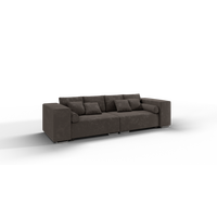 BIGSOFA Kami Microfaser Khaki - Dunkelbraun/Silberfarben, Kunststoff/Textil (290/80/110cm) - S-Style