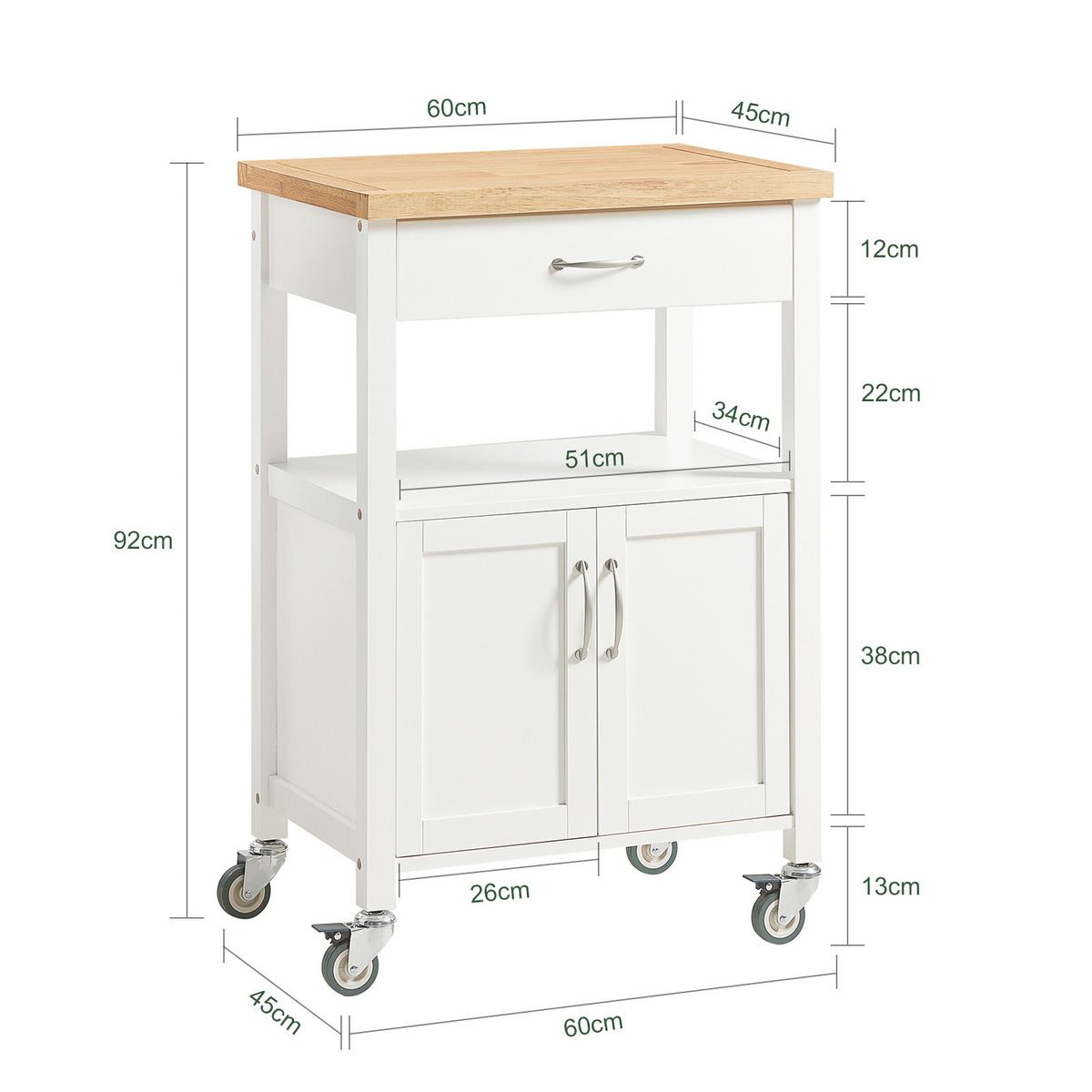KÜCHENWAGEN Weiß - Weiß, Holzwerkstoff (60/90/45cm) - SoBuy