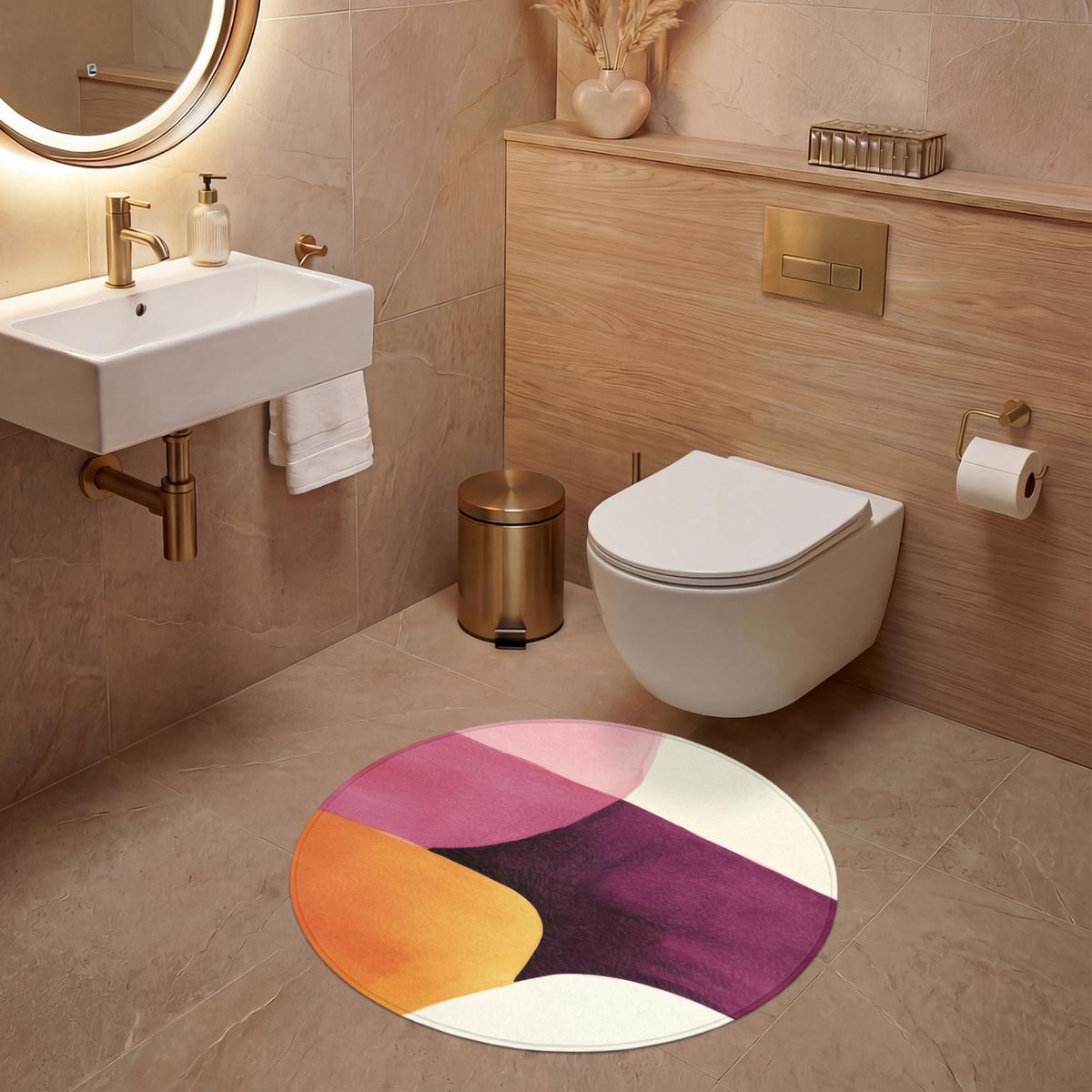 WC-VORLEGER Formen - Abstrakt - Farbenfroh Toilettenteppich 70x70 cm - Terracotta, Textil (70/1cm) - OnlyWow