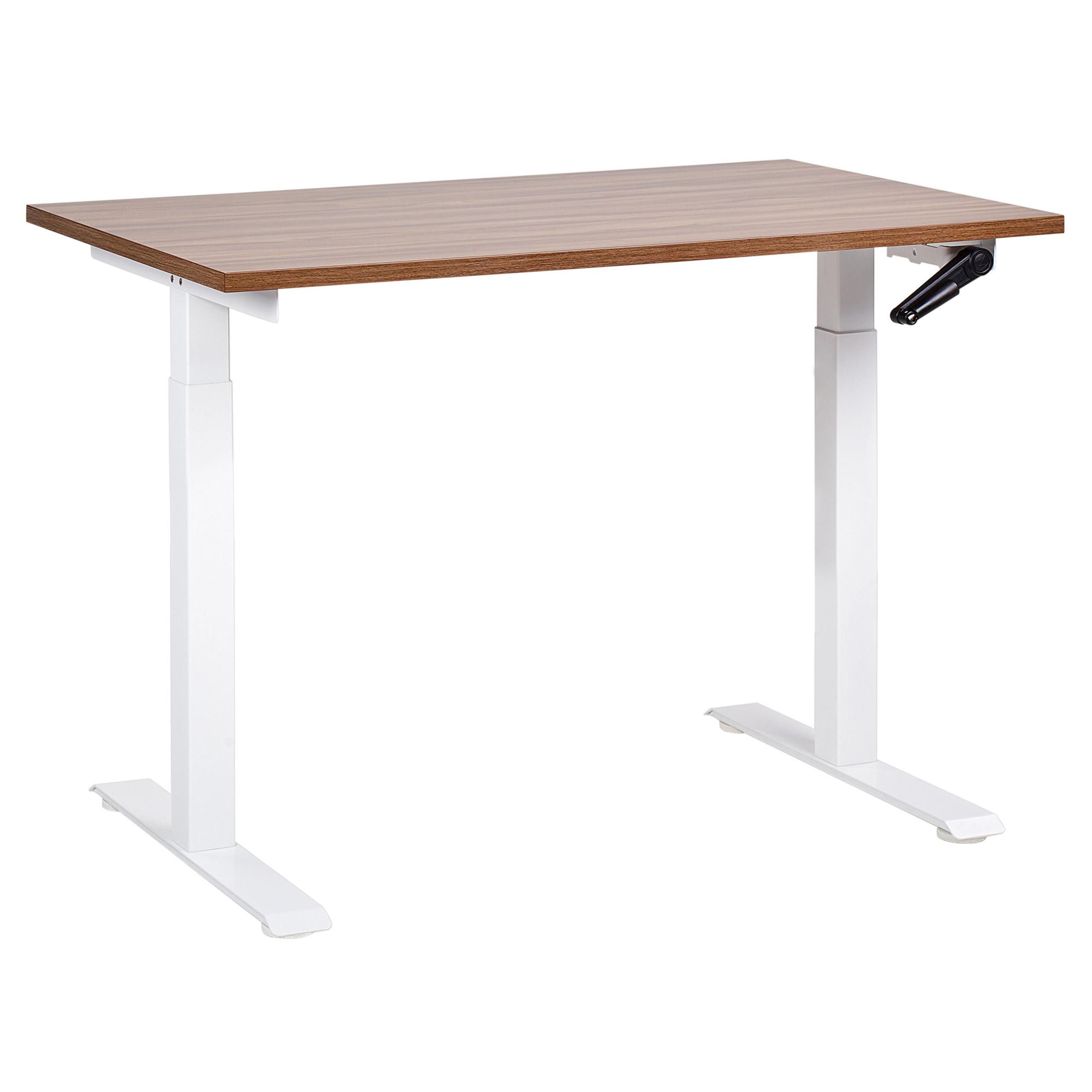 SCHREIBTISCH braunweiß 120/72 cm manuell höhenverstellbar Destin III - Dunkelbraun/Weiß, Holz (100/48/74cm) - Beliani