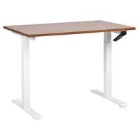 SCHREIBTISCH braunweiß 120/72 cm manuell höhenverstellbar Destin III - Dunkelbraun/Weiß, Holz (100/48/74cm) - Beliani
