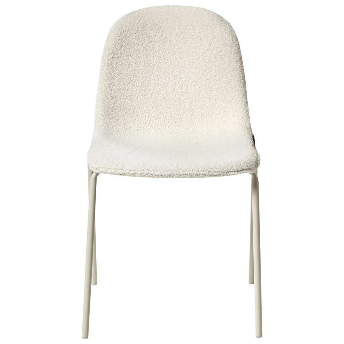 KONFERENZSTUHL 2er-Set Bouclé Cremeweiß Loma - Weiß, Textil (50/85/55cm) - Beliani
