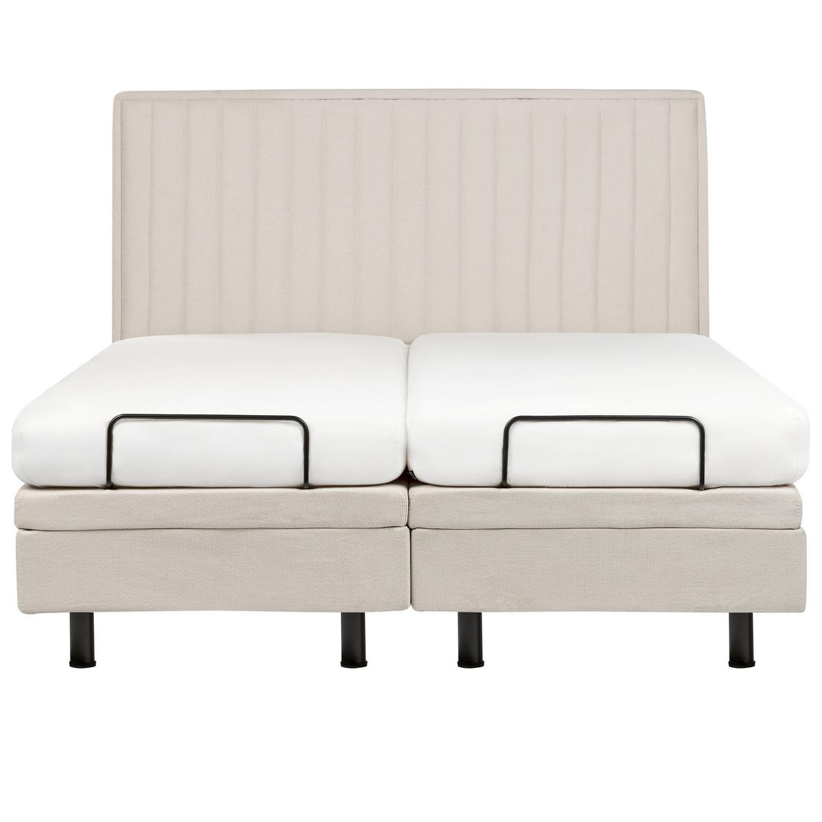 BETT verstellbar 160/200 cm Stoff Hellbeige Castellan - Beige, Textil (160/200cm) - Beliani
