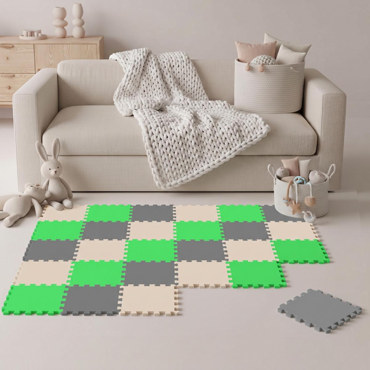 SPIELMATTE ab Null - 270/90 cm Puzzlematte Grau - Multicolor, Kunststoff (30/30cm) - Littletom
