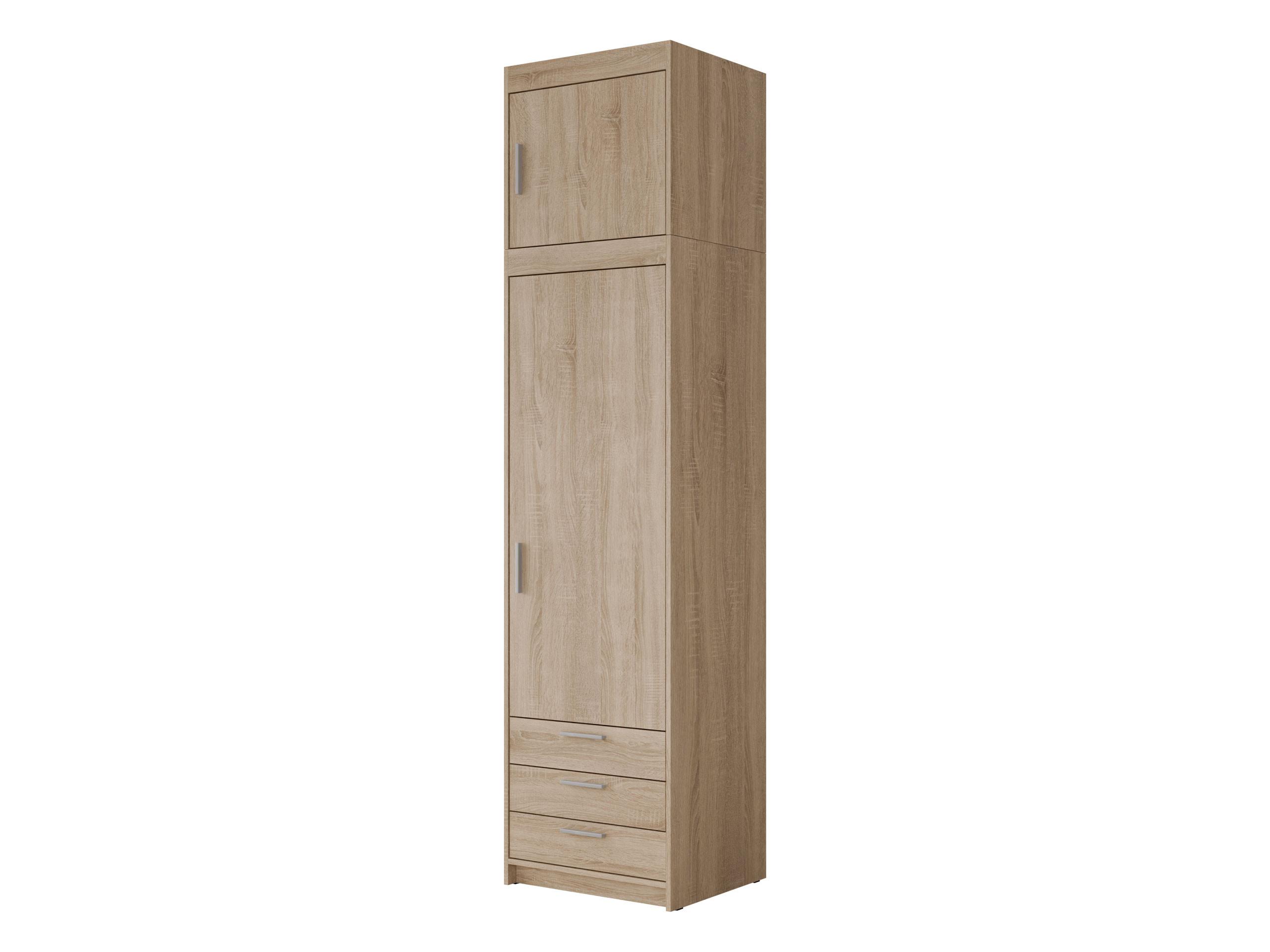 KLEIDERSCHRANK Elena 1D3S + Schrankaufsatz - Silberfarben/Sonoma Eiche, Holzwerkstoff/Kunststoff (60/246/53cm) - MIRJAN24