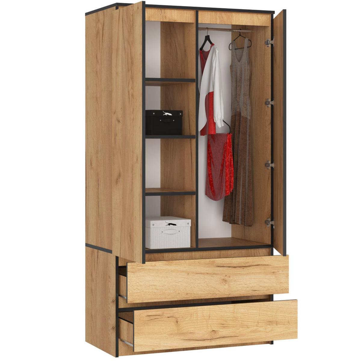 KLEIDERSCHRANK Eiche Craft 180/90/51 - Eiche San Remo, Holzwerkstoff (90/180/51cm) - RAUMHIRSCH FURNITURE