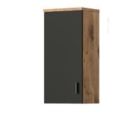 HÄNGESCHRANK grau matt, Eiche 37 cm, Badschrank mit Soft-Close - Eichefarben/Schwarz, Holzwerkstoff/Kunststoff (37/75/25cm) - Inn.Furn