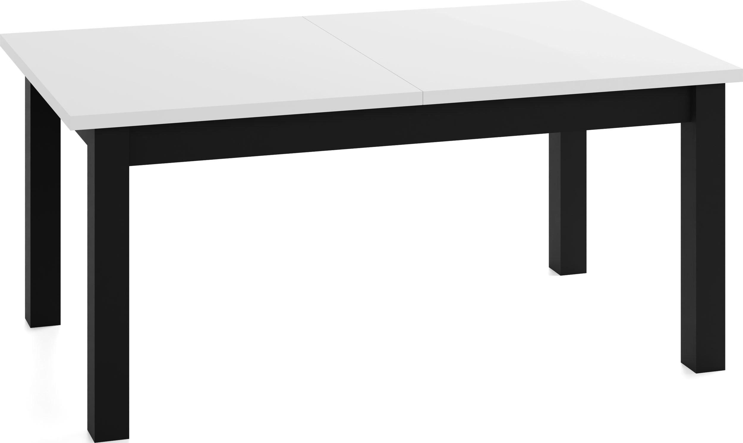 ESSTISCH Lindberg ausziehbar verlängerbar rechteckig, Weiß 200-300/100/77 cm - Schwarz/Weiß, Holz/Holzwerkstoff (100/300/76.5cm) - WFL GROUP
