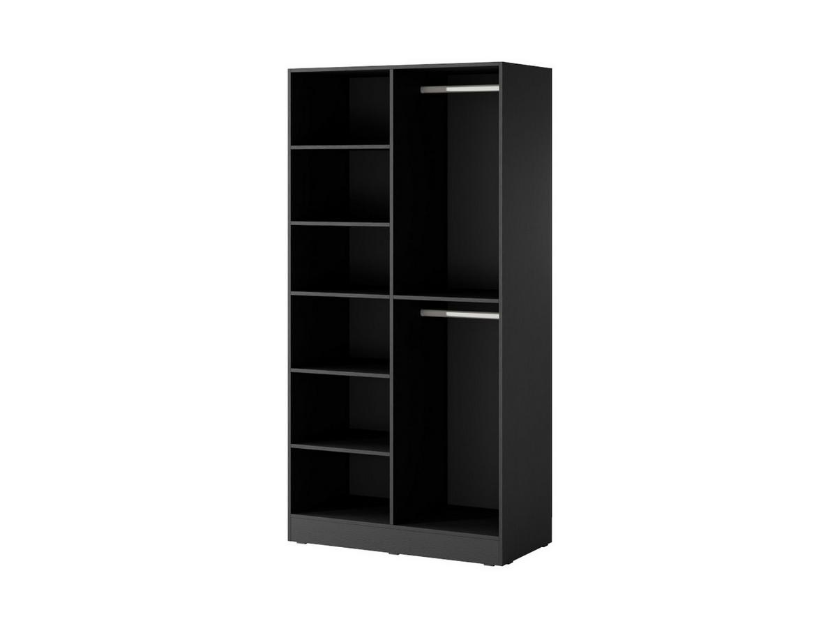 DREHTÜRENSCHRANK ATELIO 101/200/51 cm Modern Kleiderschrank 2-türig Schwarz - Schwarz, Holzwerkstoff (101/200/51cm) - MASSENO