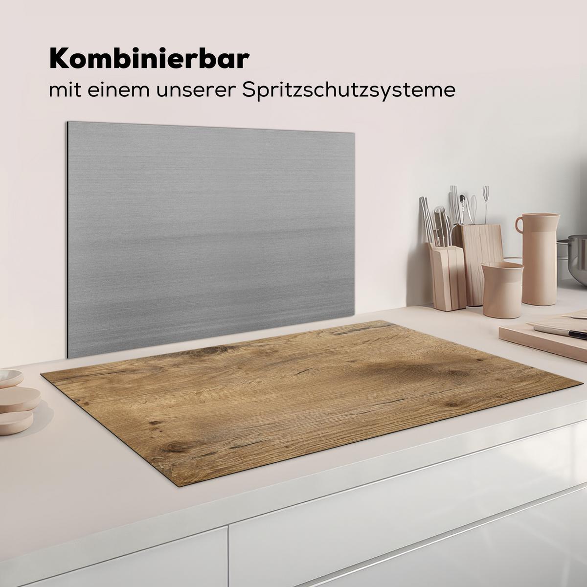 HERDABDECKPLATTE Holz - Braun - Holzoptik Induktionsschutz 91.2x52 cm - Eichefarben, Kunststoff (91.2/52/0.2cm) - MuchoWow