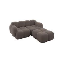 ECKSOFA modulares Sofa Rechts Miko-L1 214x205x75 Braun Bouclé - Dunkelbraun/Schwarz, Holzwerkstoff/Kunststoff (214/205cm) - ALTDECOR