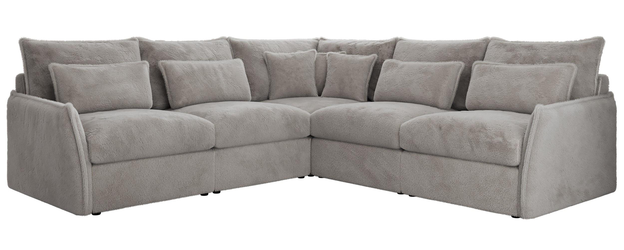 ECKSOFA VERSO L Hellgrau Plüsch - Hellgrau/Schwarz, Kunststoff/Textil (270/270cm) - MKS
