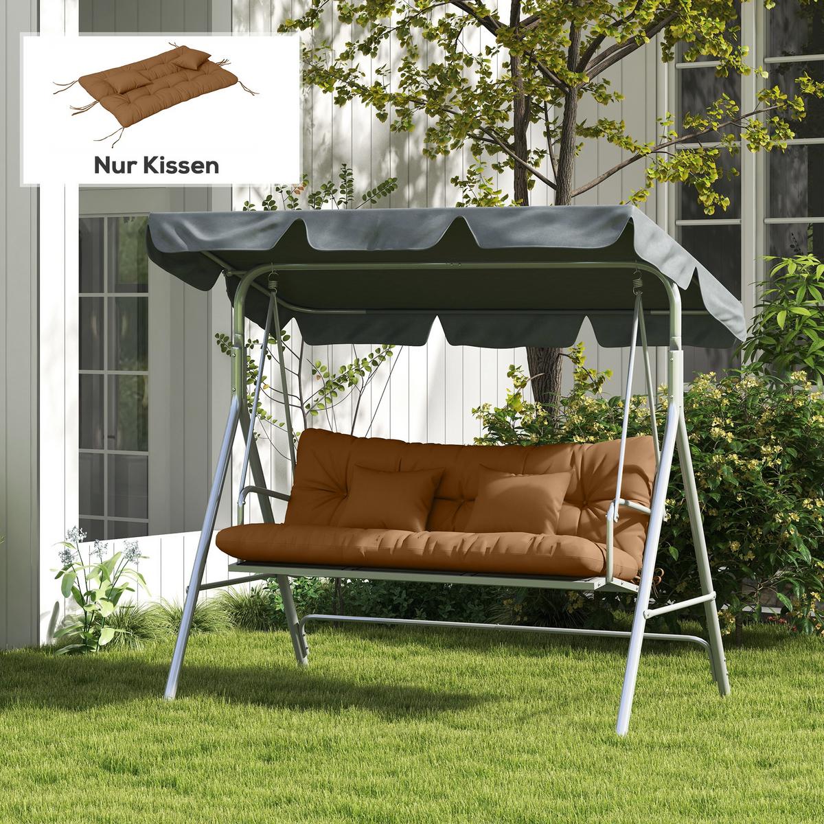 SITZKISSEN 4er Set Polyester PP-Baumwolle Bräune - Braun, Textil (50/12/150cm) - Outsunny