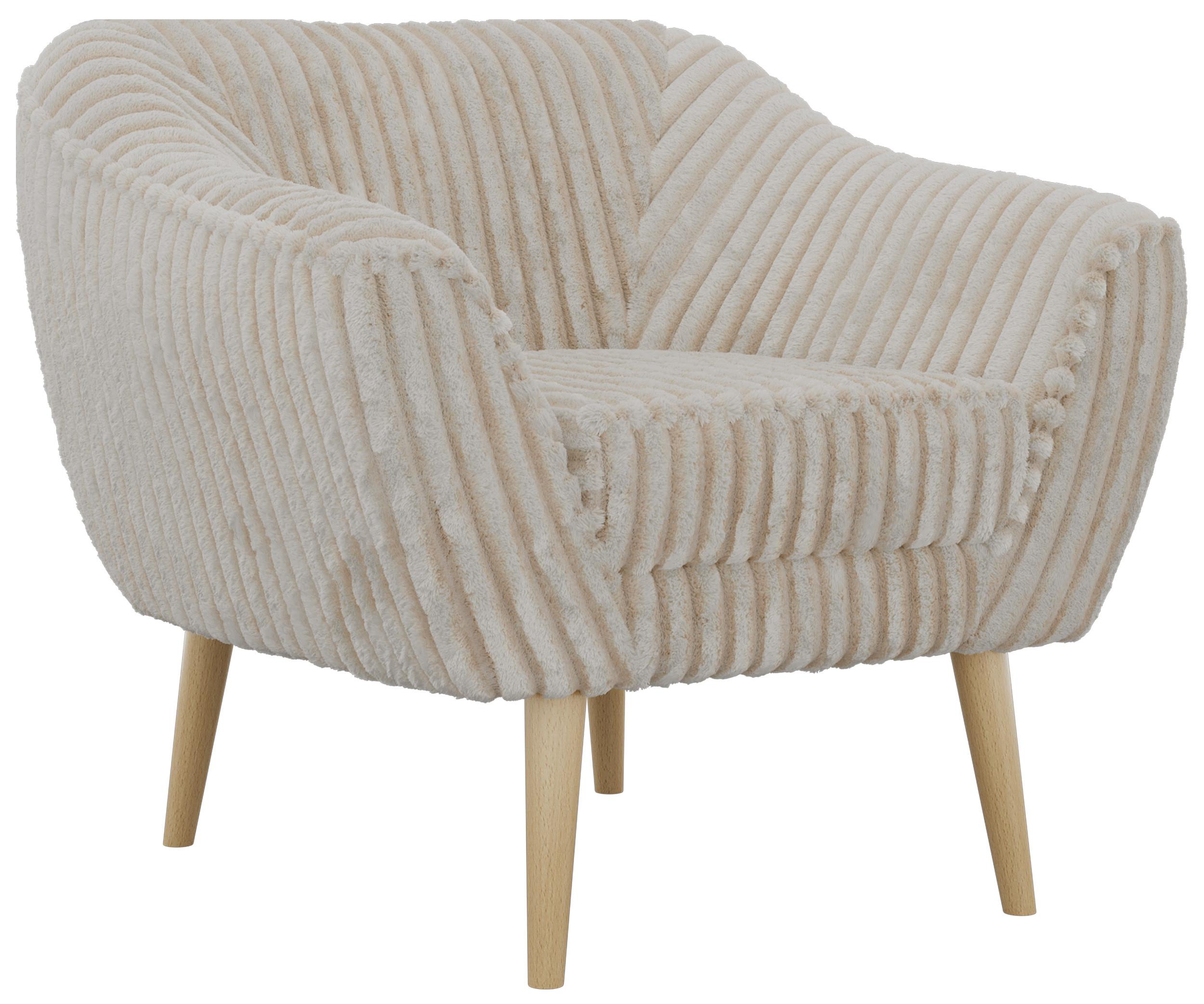 SESSEL PIRS - Beige Cord - Holzbeine - Beige/Buchefarben, Holzwerkstoff/Textil (80/75/74cm) - MKS