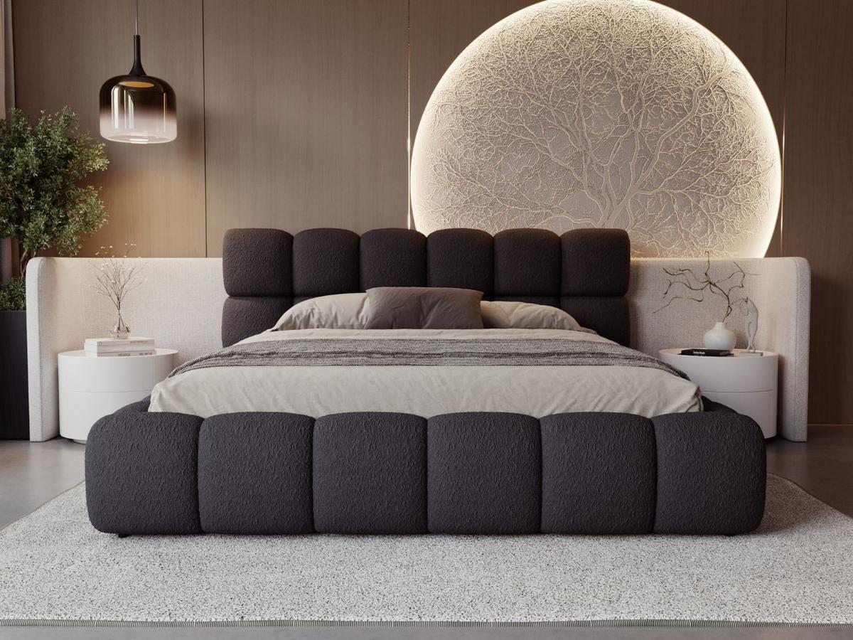 POLSTERBETT Modo 120x200 Bouclé-Stoff Schwarz - Schwarz, Textil (120/200cm) - Graingold