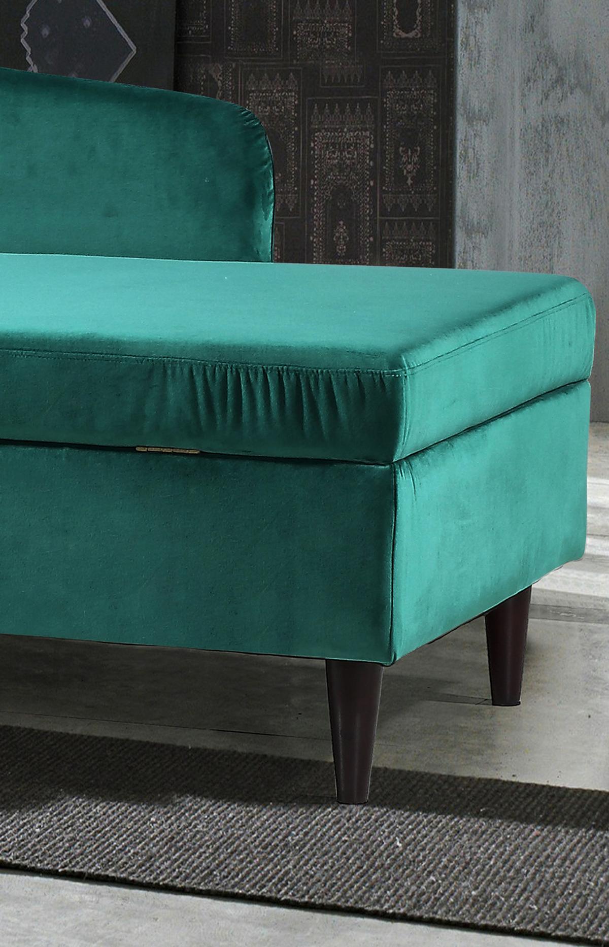 POLSTERLIEGE SARAH Grün Velvet - Anthrazit/Schwarz, Textil (163/77/73cm) - KAWOLA