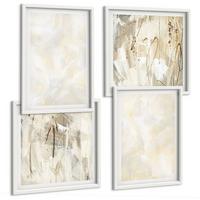 BILDER SET 4er Set - 50x50 cm & 40x60 cm Weißer Rahmen - Helles Strukturfarbendesign - Weiß, Kunststoff (50/50cm) - TULUP