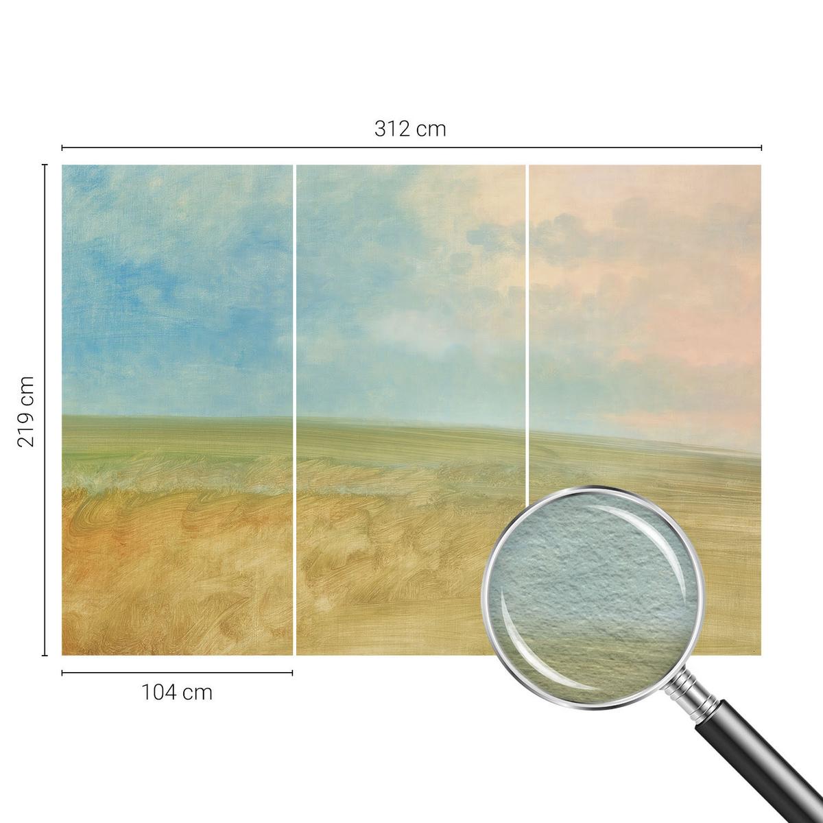 FOTOTAPETE 312x219 cm - Pastellfelder - Blau, Textil (312/219cm) - Wallfluent