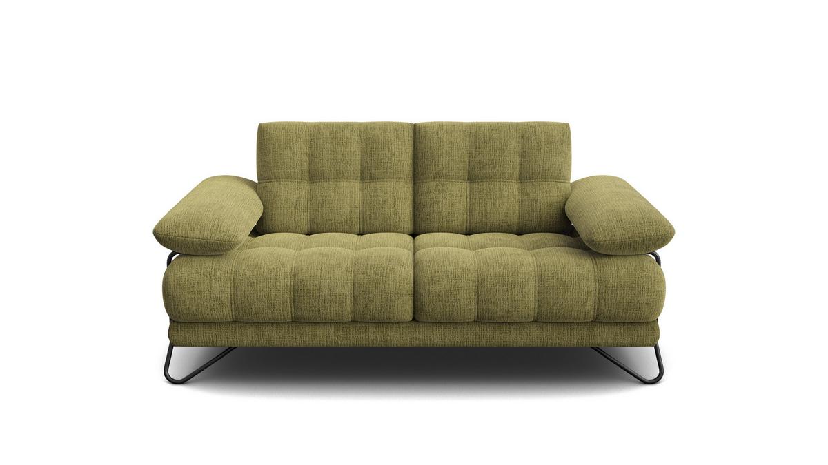 SOFA BUBBARA 2-Sitzer, olivgrün - Schwarz/Olivgrün, Holz/Textil (185/87/96cm) - Wozimo