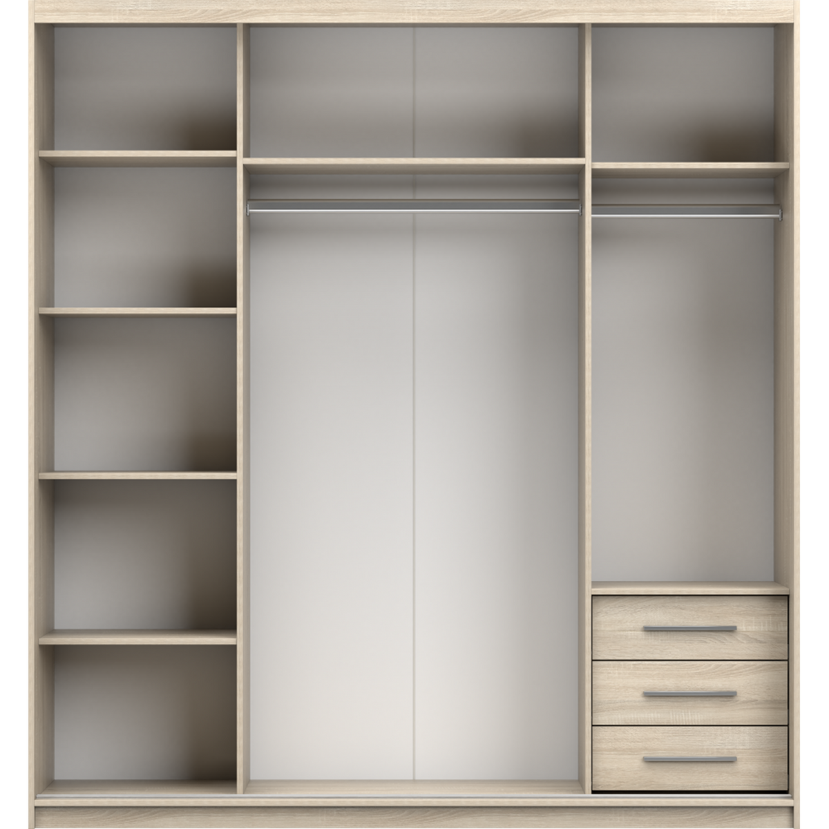 SCHWEBETÜRENSCHRANK 203/218/61 cm 2-türig Pola 42 B Sonoma Eiche/Weiß - Alufarben/Weiß, Holzwerkstoff/Metall (203/218/61cm) - imoebel24