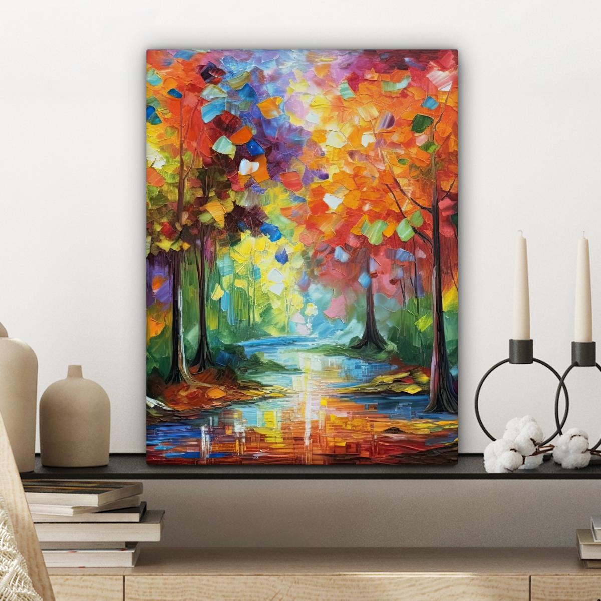 LEINWANDBILD Landschaft - Wald - Farben - Natur Room Decor 30x40 cm - Multicolor, Textil (30/40cm) - MuchoWow