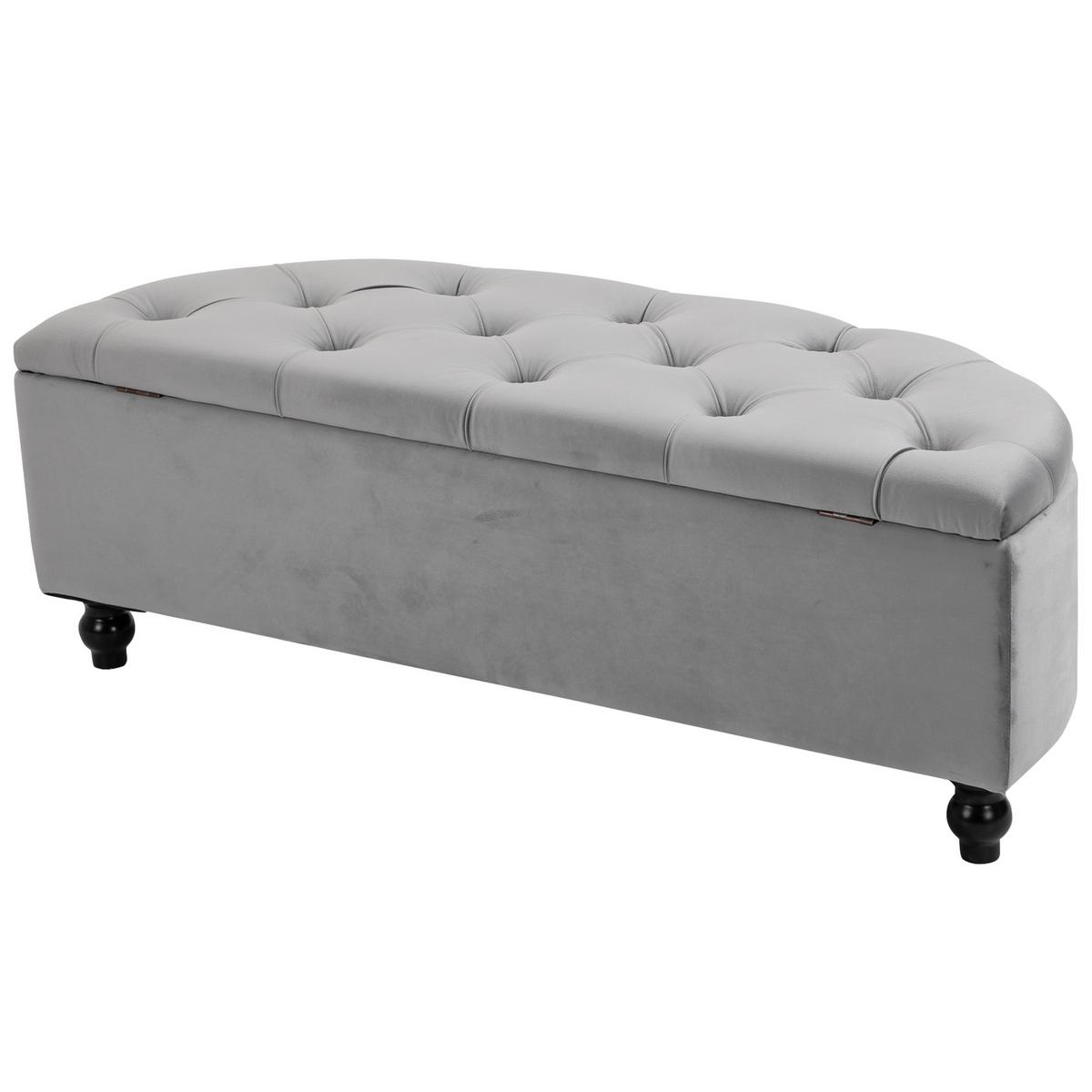 TRUHENBANK Velvet-Touch Grau - Schwarz/Grau, Holz/Kunststoff (46/42/120cm) - HOMCOM