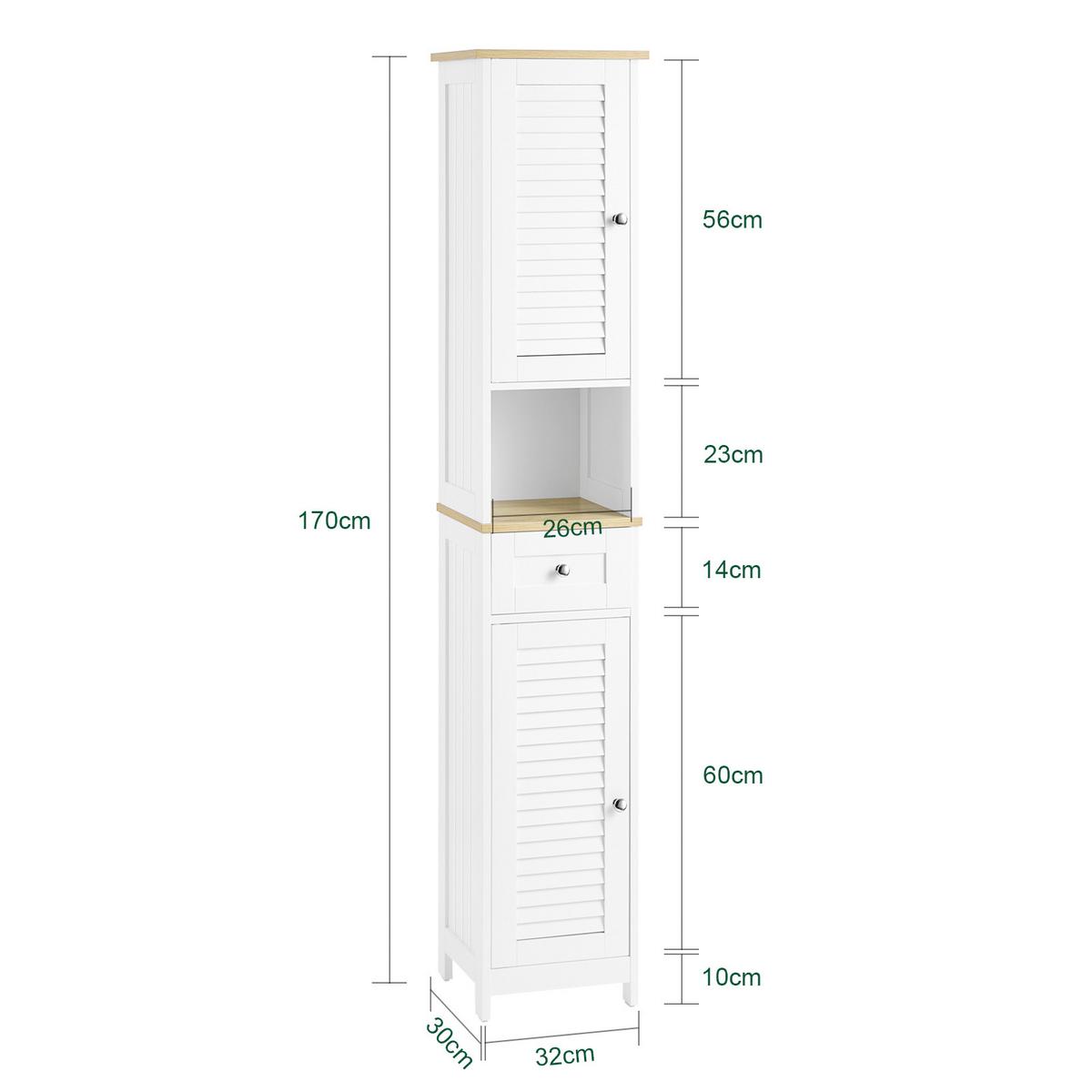 HOCHSCHRANK Weiß - Hellbraun/Weiß, Holzwerkstoff (32/170/30cm) - SoBuy