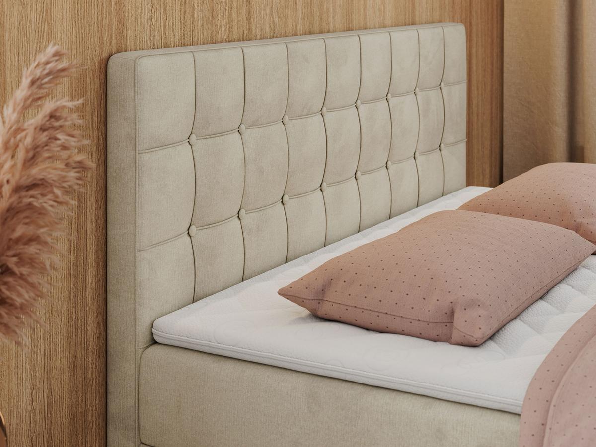 BOXBETT CARMEN 180/200 Beige Velvet - H4 - Beige, Holz/Textil (180/200cm) - MKS