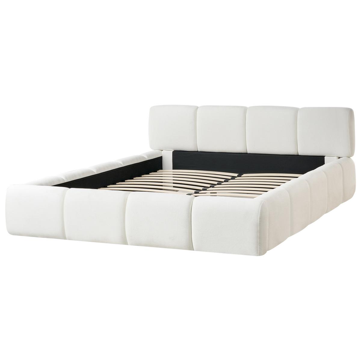 BETT mit Lattenrost 160/200 cm Stoff Cremeweiß Orville - Creme, Textil (160/200cm) - Beliani
