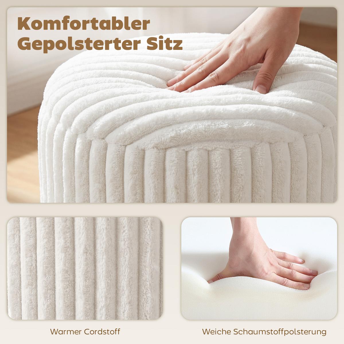 AUFBEWAHRUNGSHOCKER Cord Sperrholz Weiß - Weiß, Holzwerkstoff/Textil (35/45/35cm) - HOMCOM