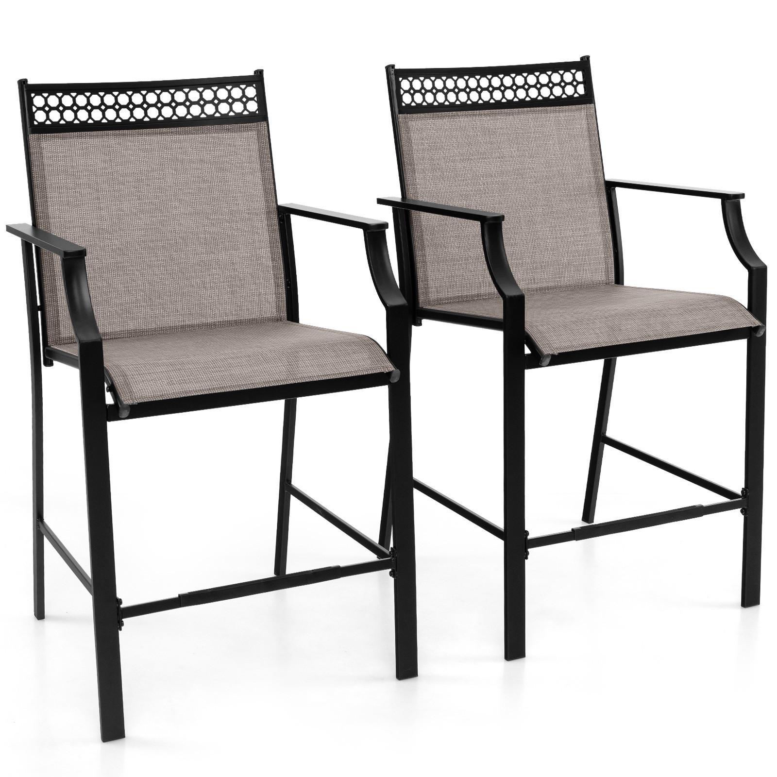 GARTENSTÜHLE Kaffee(2er-Set) - Braun, Metall (66/114/62cm) - COSTWAY