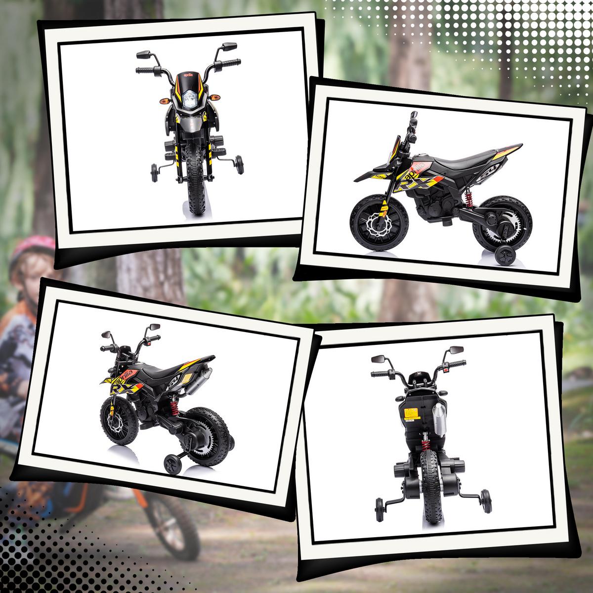 KINDER Elektro-Motorrad, 12V Kindermotorrad mit Musik, 6 km/h Kinderfahrzeug - Gelb, Metall (106.5/56/80cm) - AIYAPLAY