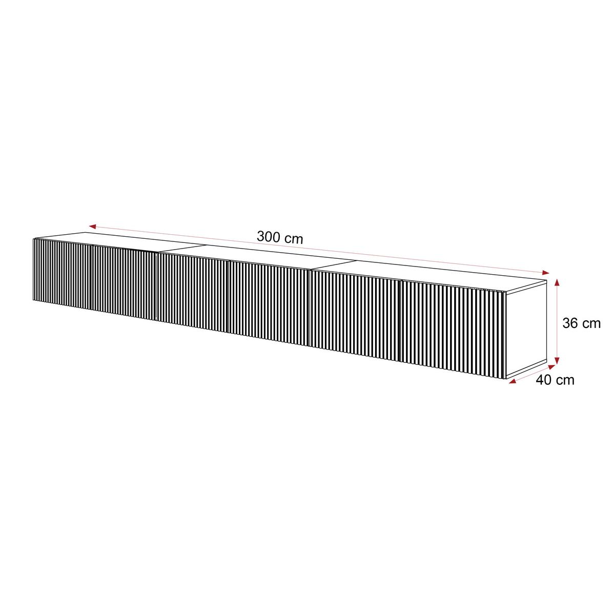 TV-HÄNGESCHRANK ANGEL 300 cm, geriffelte Front, LED-Beleuchtung, Kaschmir - Kaschmir, Holzwerkstoff (300/36/40cm) - Idohome