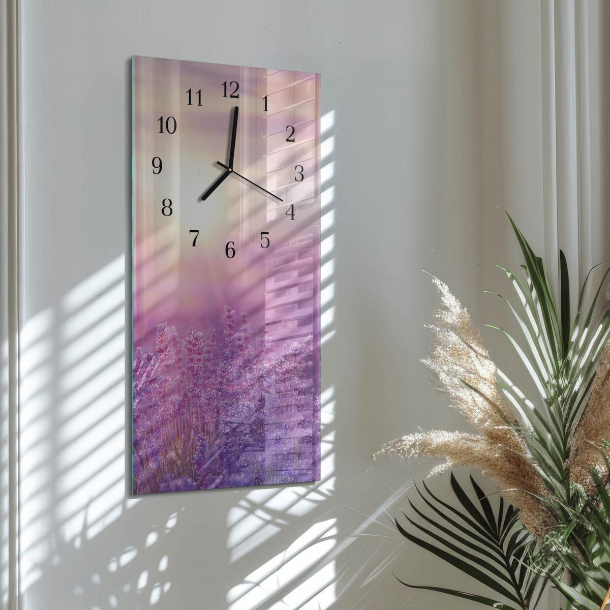 WANDUHR aus Glas 30x60 cm - Lavendel - Lila, Glas (30/60/0.4cm) - TULUP