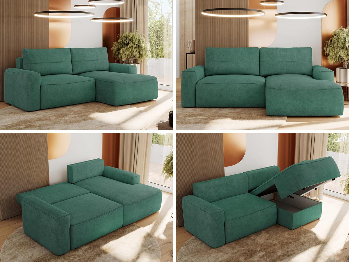 ECKSOFA BELLUNO L Grün Strukture - Rechts - Schwarz/Grün, Textil (233/144cm) - MKS