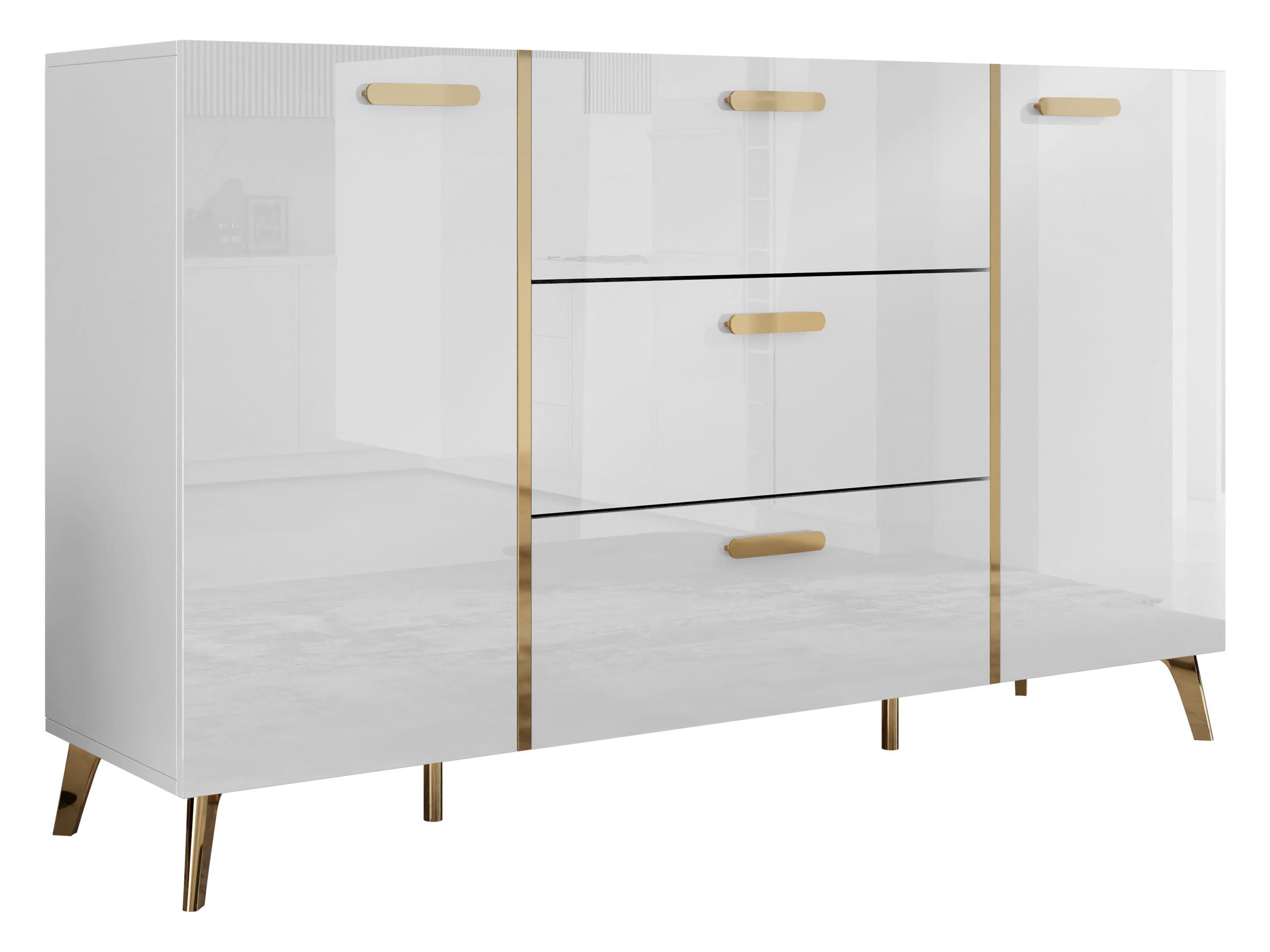 SIDEBOARD Picru 150 2D3SZ - Goldfarben/Weiß, Holzwerkstoff/Kunststoff (154/92/38cm) - MIRJAN24