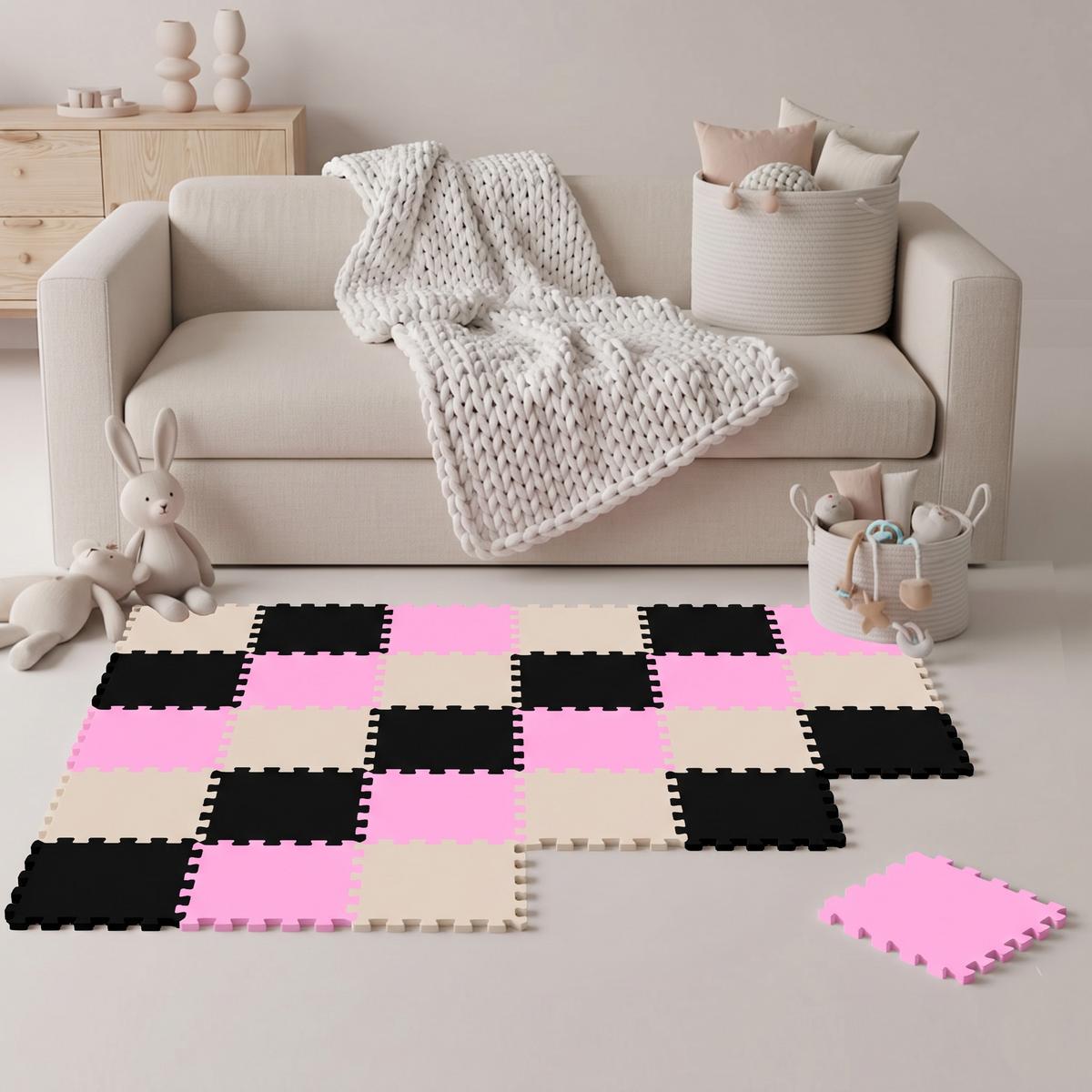 SPIELMATTE ab Null - 270/90 cm Puzzlematte Schwarz - Multicolor, Kunststoff (30/30cm) - Littletom