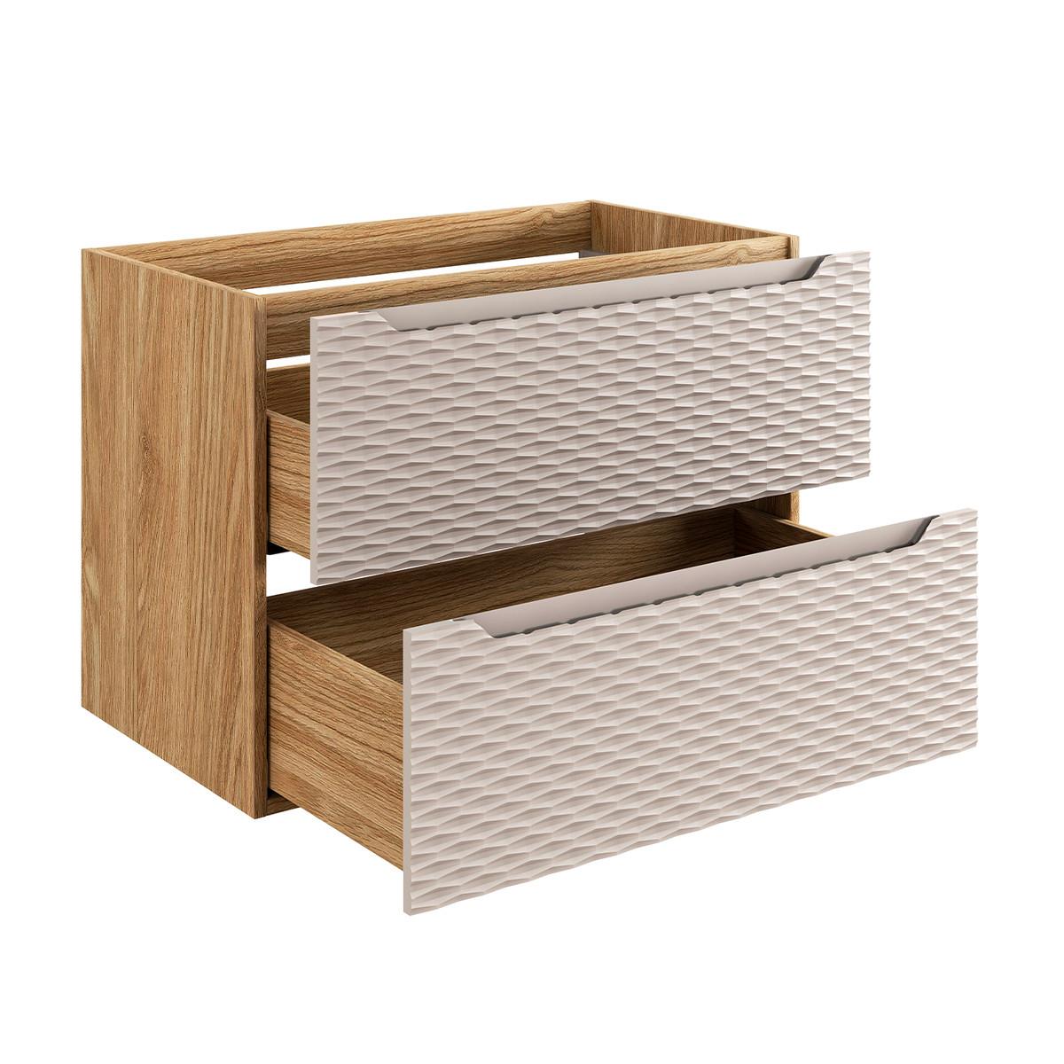 WASCHTISCH 80cm Elora Beige und Holz - Braun, Holzwerkstoff (80/57/46cm) - Petits-meubles
