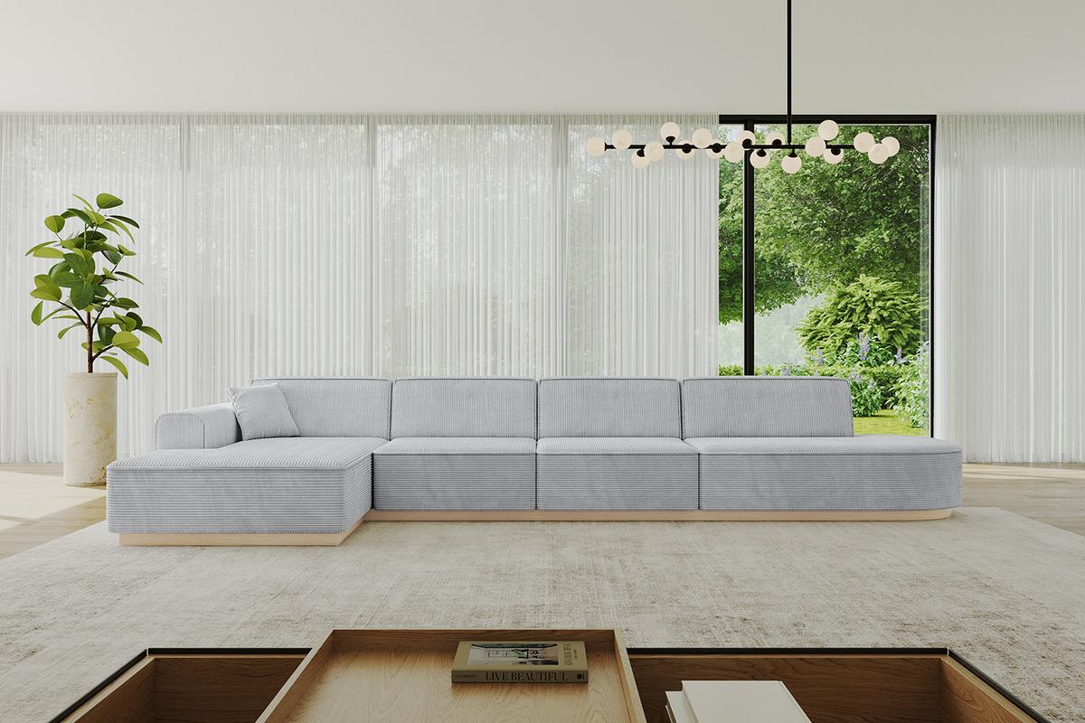 ECKSOFA Ottomane Links IREA-L3 - 412x165x80 cm Grau - Grau, Holzwerkstoff/Textil (412/165cm) - ALTDECOR