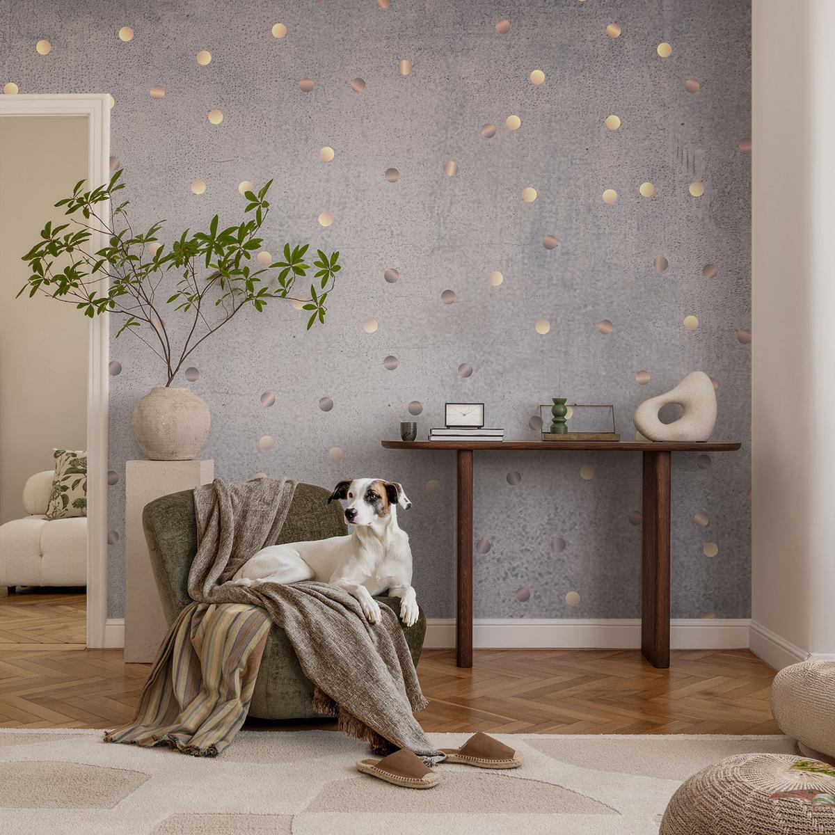 FOTOTAPETE 416x254 cm - Symmetrische Punkte - Grau, Textil (416/254cm) - Wallfluent