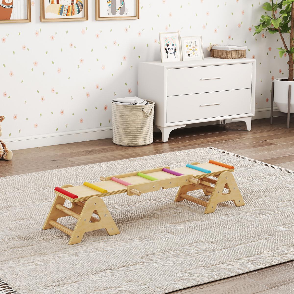 KINDERWIPPE Pappelholz Kiefernholz Mehrfarbig - Multicolor, Holz (38/133cm) - AIYAPLAY
