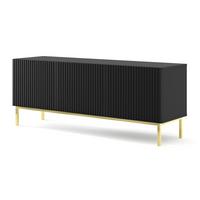 TV LOWBOARD Schwarz, Schwarz, Gold 150/58/42 - Goldfarben/Schwarz, Holzwerkstoff (150/58/42cm) - RAUMHIRSCH FURNITURE