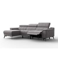 ECKSOFA FIERO 4-Sitzer LINKS, Dunkelgrauer Veloursstoff - Dunkelgrau/Schwarz, Holz/Textil (288/170cm) - Courtois Laville